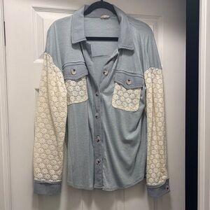 Hem & Thread Light Blue and Cream Button Down Shirt